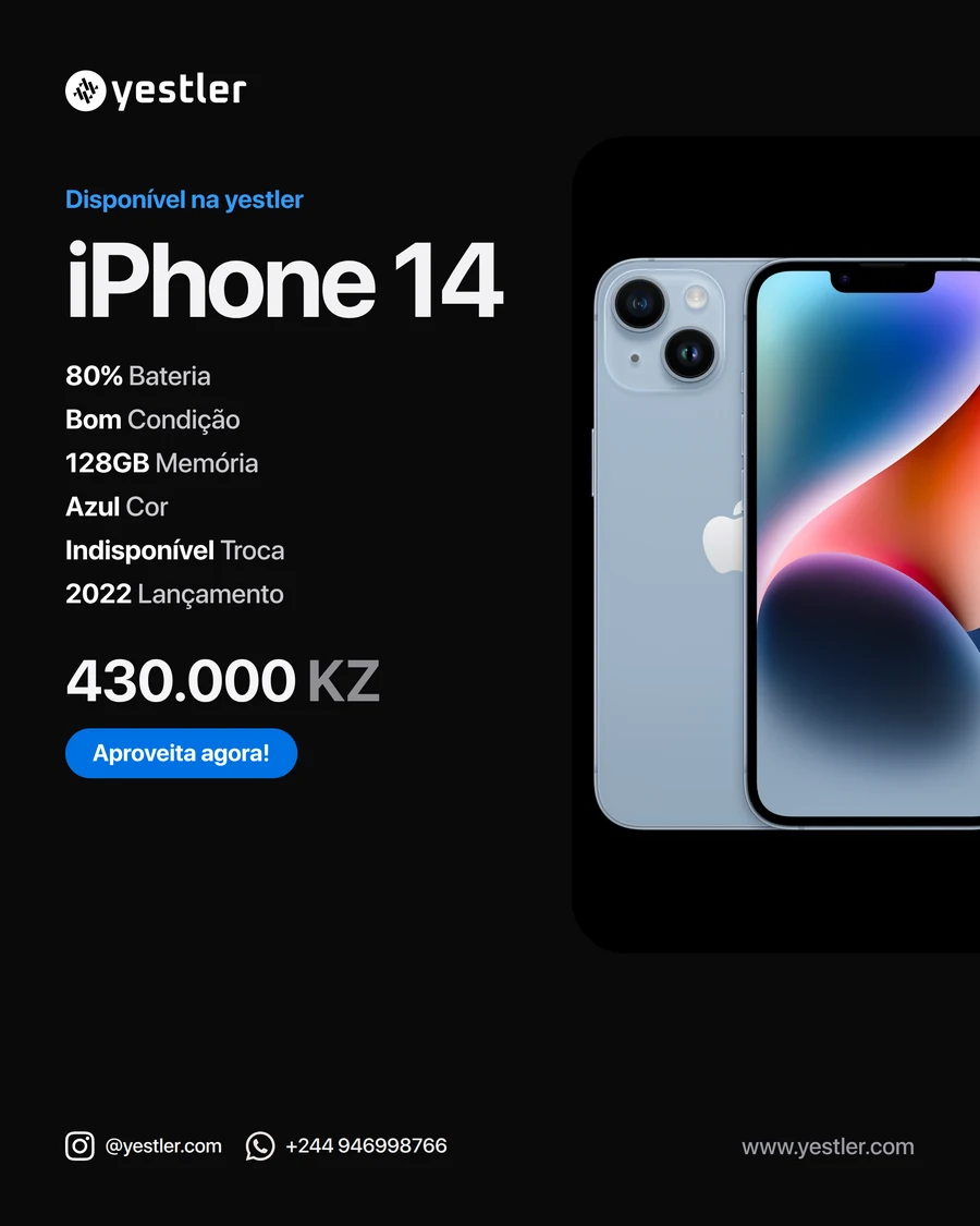 Cartaz escuro de iPhone 14 gerado na Yestler
