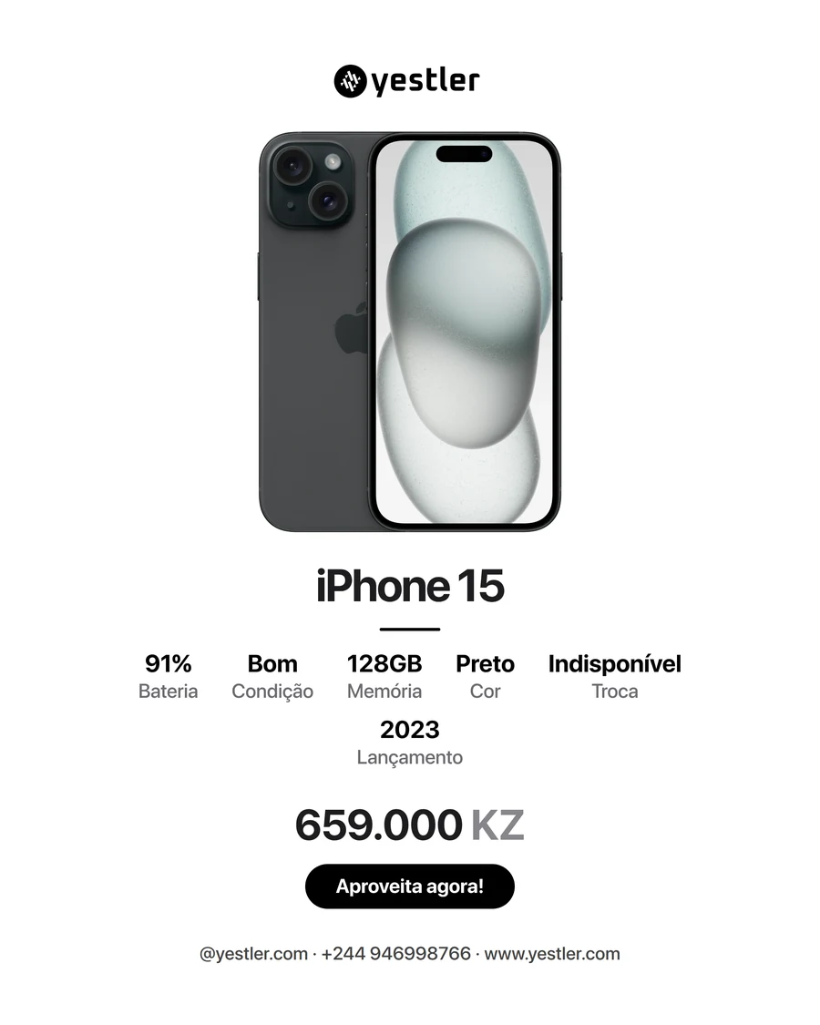 Cartaz claro de iPhone 15 gerado na Yestler